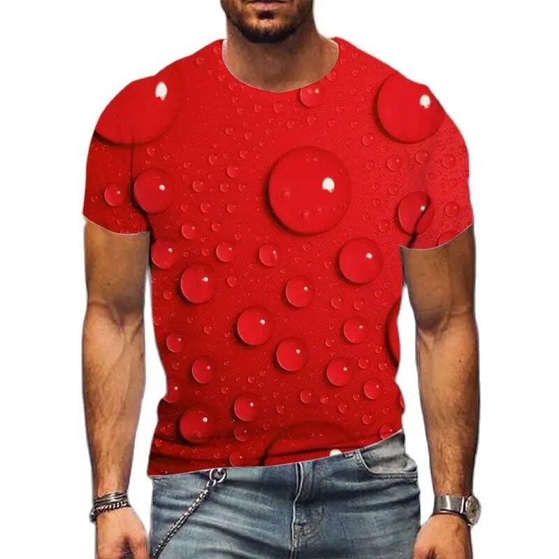 Мужская футболка с каплями воды, модные повседневные футболки с 3D круглым вырезом и короткими рукавами в стиле хип-хоп, уличная одежда с принтом в стиле Харадзюку, топы