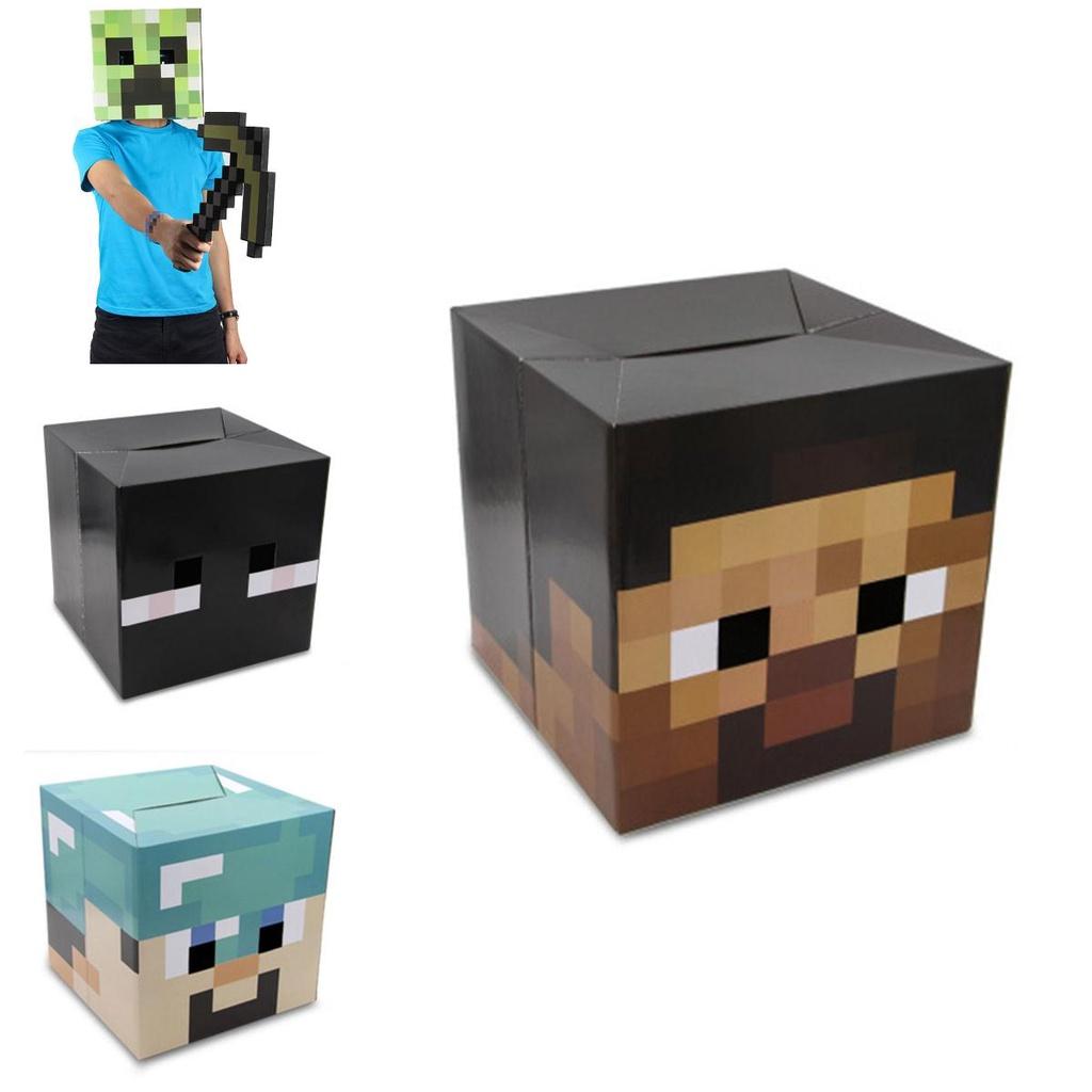 Стильная картонная коробка-маска Minecraft, идеально подходит для Хэллоуина, карнавала и тематических вечеринок для детей