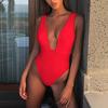 Women One Piece Swimsuit Solid Bikinis High Cut Swimwear Sexy Backless Monokini Bathing Suit