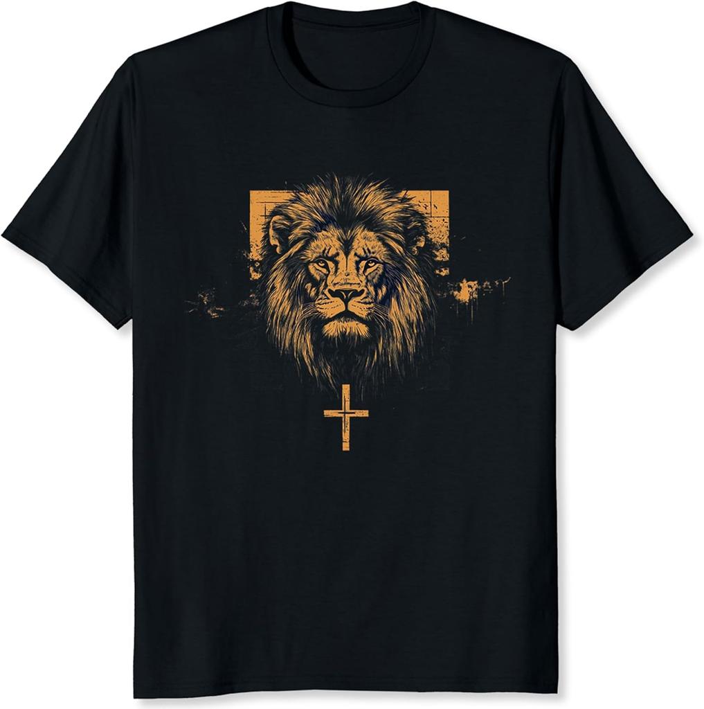 Lion of Judah Shirt Christian Shirts for Men Christian Gifts Cross Graphic Tee
