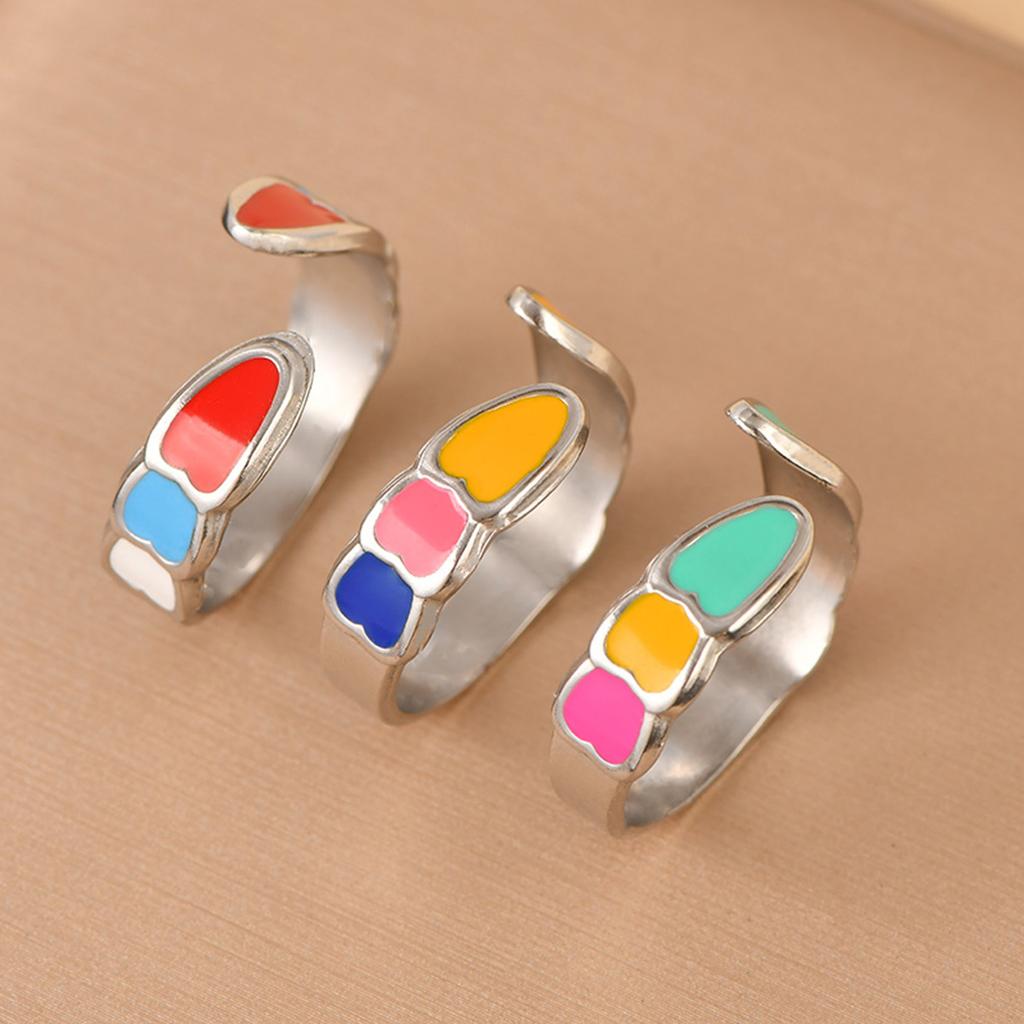 Hot-selling new products, personalized and trendy hip-hop three-color love upward opening design versatile ring
