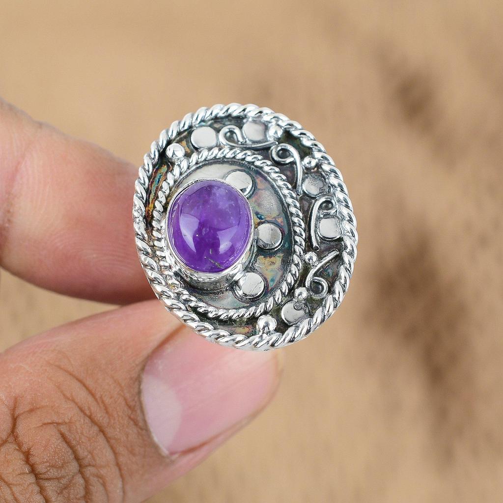 Натуральный африканский аметист 925 стерлинговое серебро сестра мульти камень новое кольцо ювелирное изделие