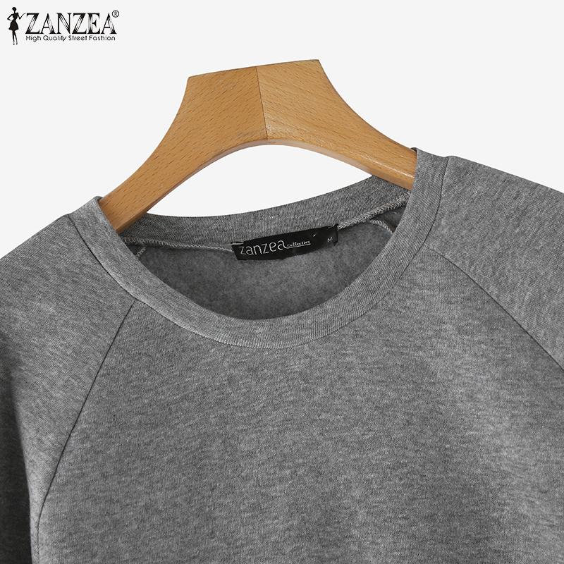 ZANZEA Женские осенние свободные свитера с круглым вырезом и длинным рукавом контрастного цвета