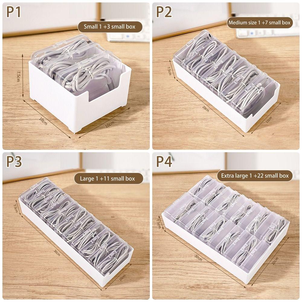 1Set 3/7/11/22 Grids Cable Organizer Bag Power Charging Cable Management Sundries Organization