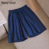 Women Breathable Shorts Drawstring Wide Leg Pants Elastic Waist Fashion Beach Shorts Solid Color