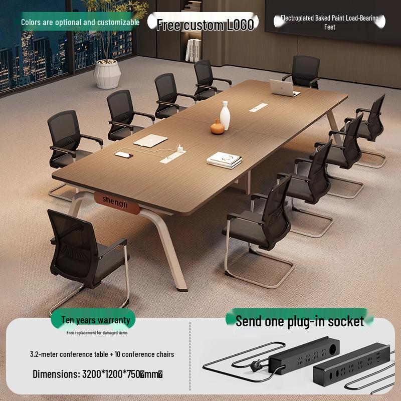 Modern Simple Long Conference Table & Chair Set for Office/Employee Training