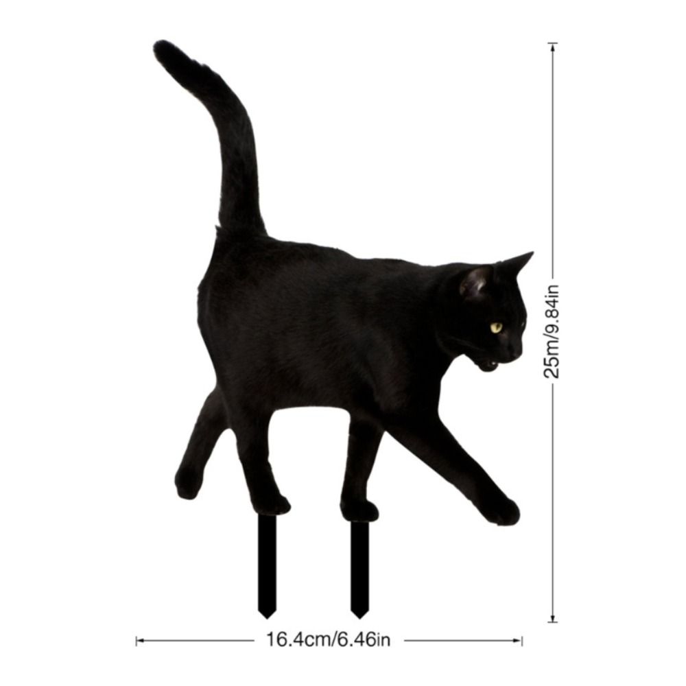 Black Acrylic Cat Stake Waterproof Simulation Black Cat Statue Cat Garden Stake  Courtyard