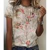 Женская футболка с цветочным принтом, 3D-печать, повседневная, короткие рукава, летняя, круглая горловина, пуловер, свитер, свободный, свободный, уличная одежда