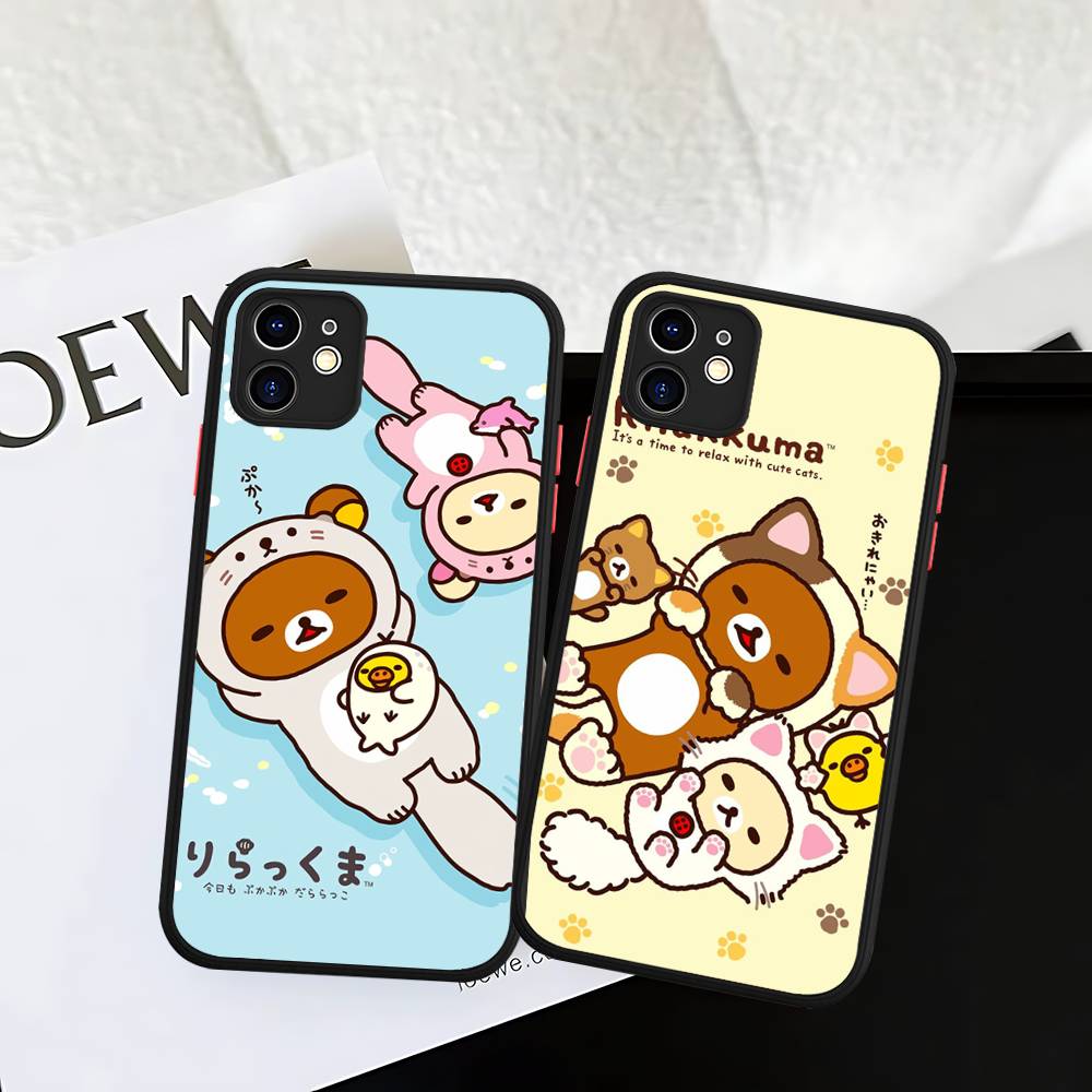 Рилаккума Аниме Милый Мультяшный Для IPhone 11 12 13 14 15 16 Pro Max Plus X XS MAX Ударопрочный Матовый Задний Чехол
