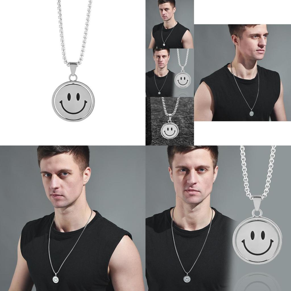 Модное вращающееся ожерелье со смайликом, уникальная хип-хоп подвеска для мужчин и женщин