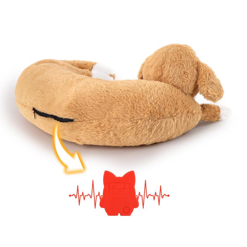 Sleeping Puppy Heartbeat Simulation Plush Dog Toy Detachable Cover Anxiety‑Relief Calming Companion Toy For Puppies Medium Large Dogs