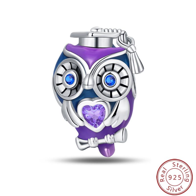 Выпускной Серия 925 Чистого Серебра Шляпа Бакалавра Сертификат Цветы Шармы Бусины Подходит Pandora Оригинальные Браслеты DIY Ювелирные Изделия