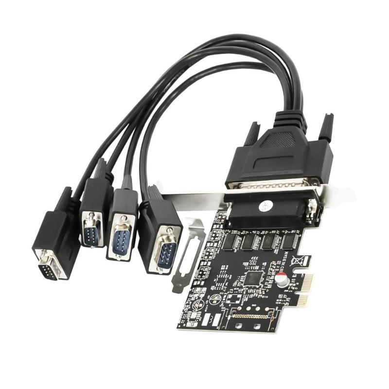 PCIe 4-портовая последовательная адаптерная карта RS232 с кабелями-разветвителями для компьютеров с низкопрофильным слотом