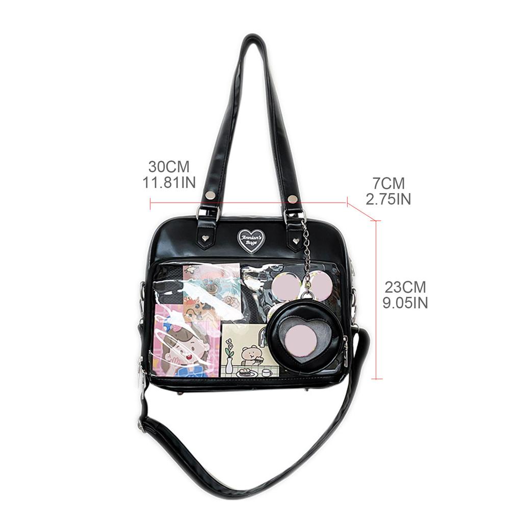Harajuku Itabag Girls PU Transparent Bag School Student Handbags Ita Bag Tote JK Uniform Shoulder Crossbody Bag