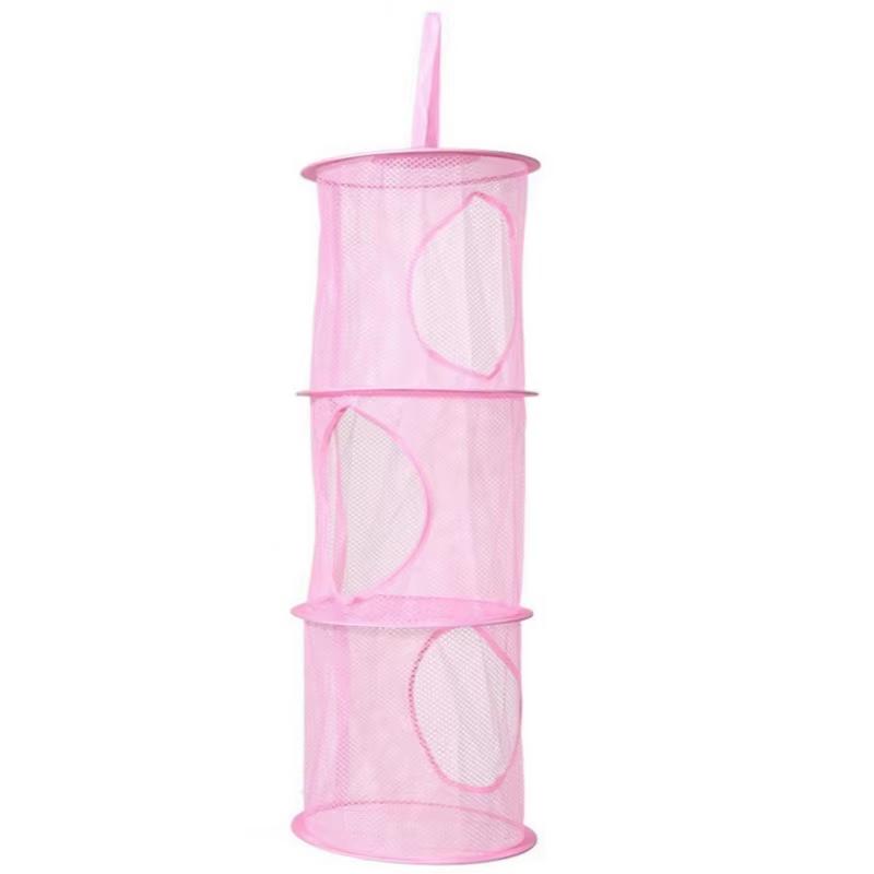 Hanging Mesh Stuffed Animal Storage Hammock Net, Foldable Toy Storage Organizer 3 Compartments Net