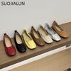 Fashion SUOJIALUN 2025 Autumn New Brand Women Flat Shoes Fashion Round Toe Shallow Slip On Boat Shoes Soft Flat Heel Single Shoes