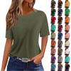 Women's Loose Casual Short Sleeve Round Neck T-Shirt Solid Color Pullover Top