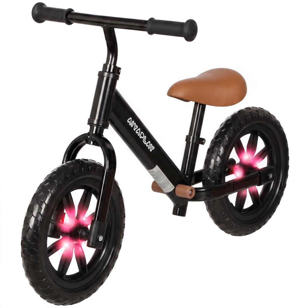 11.2" Balance Bike for 2-5 Years, Toddler Bike with Lighting Wheels, Adjustable Seat & Handlebar, Black