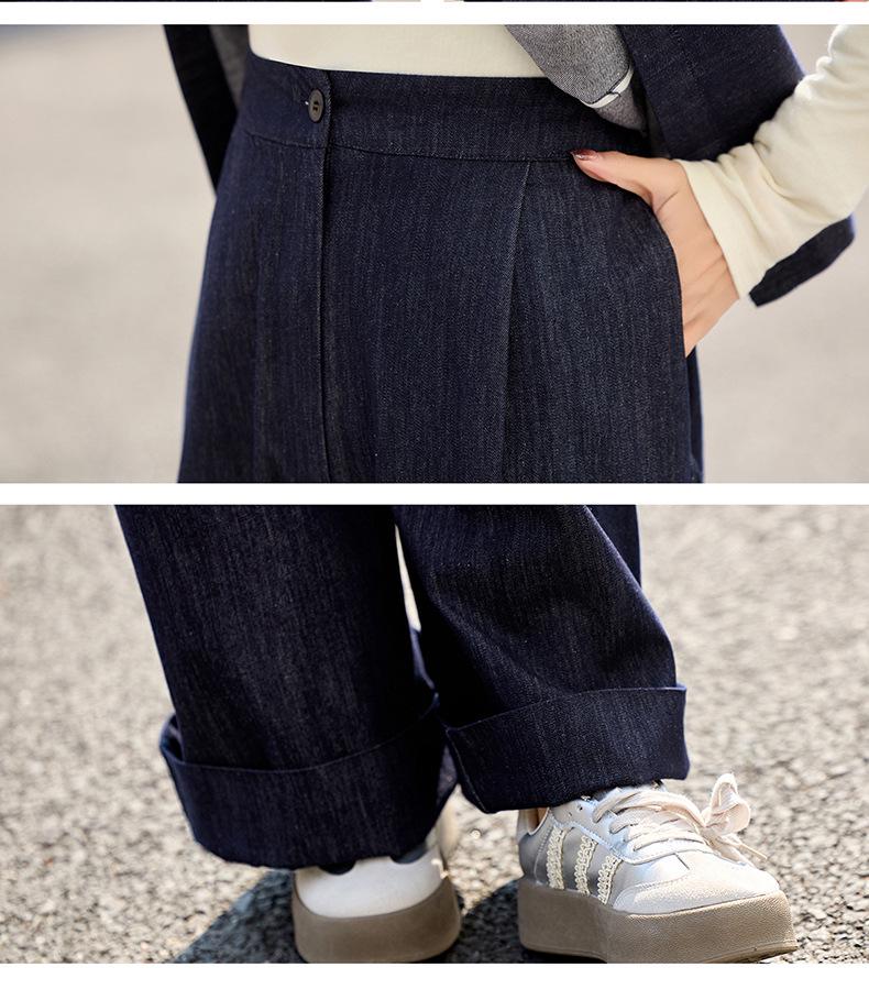 Spring 2025 Fashionable Three-Piece Set: Stylish Base Shirt, Denim Vest, & Long Pants