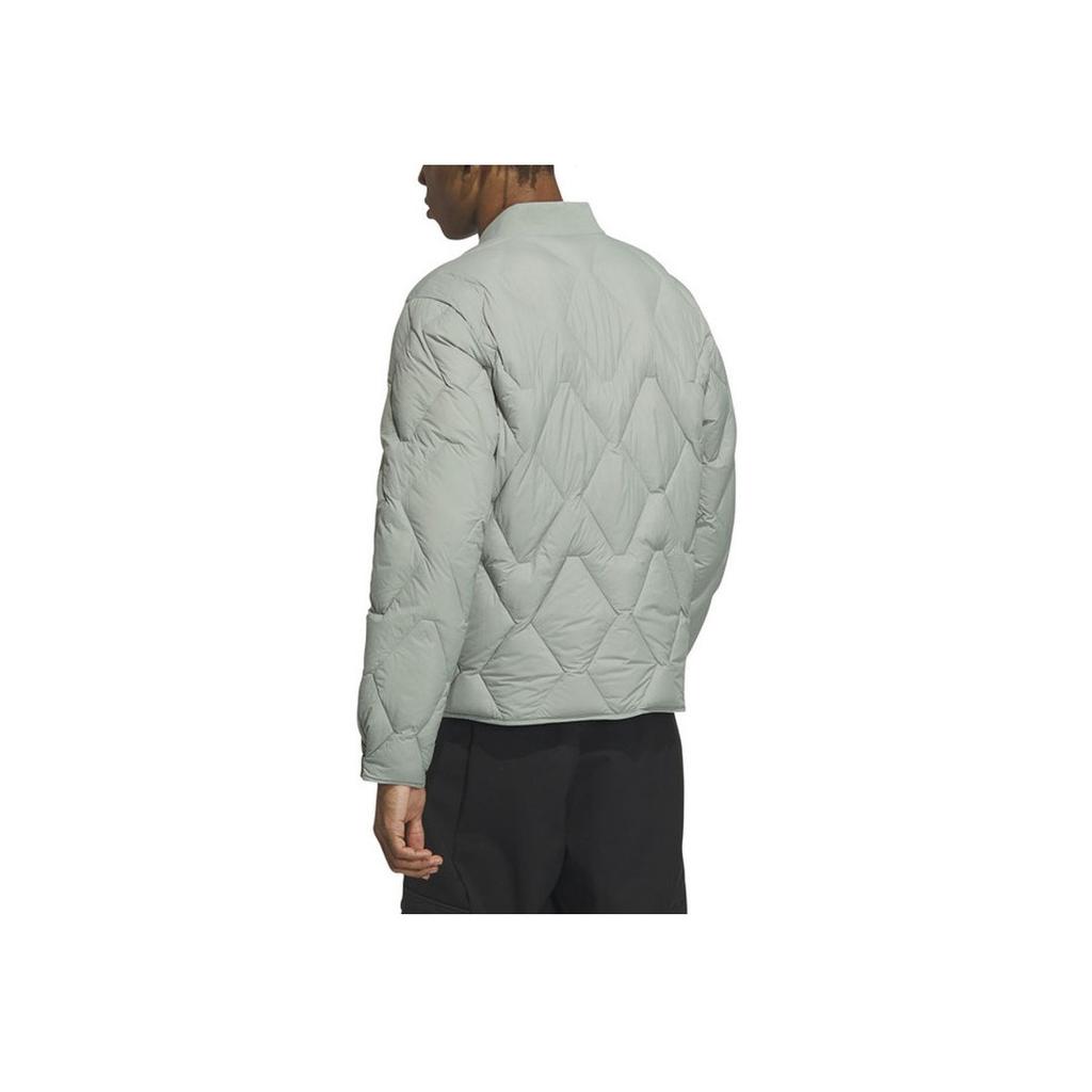 Adidas Solid Color Logo Outdoor Warm-Up Training Casual Down Jacket Unisex Outerwear Green Grey IW0776
