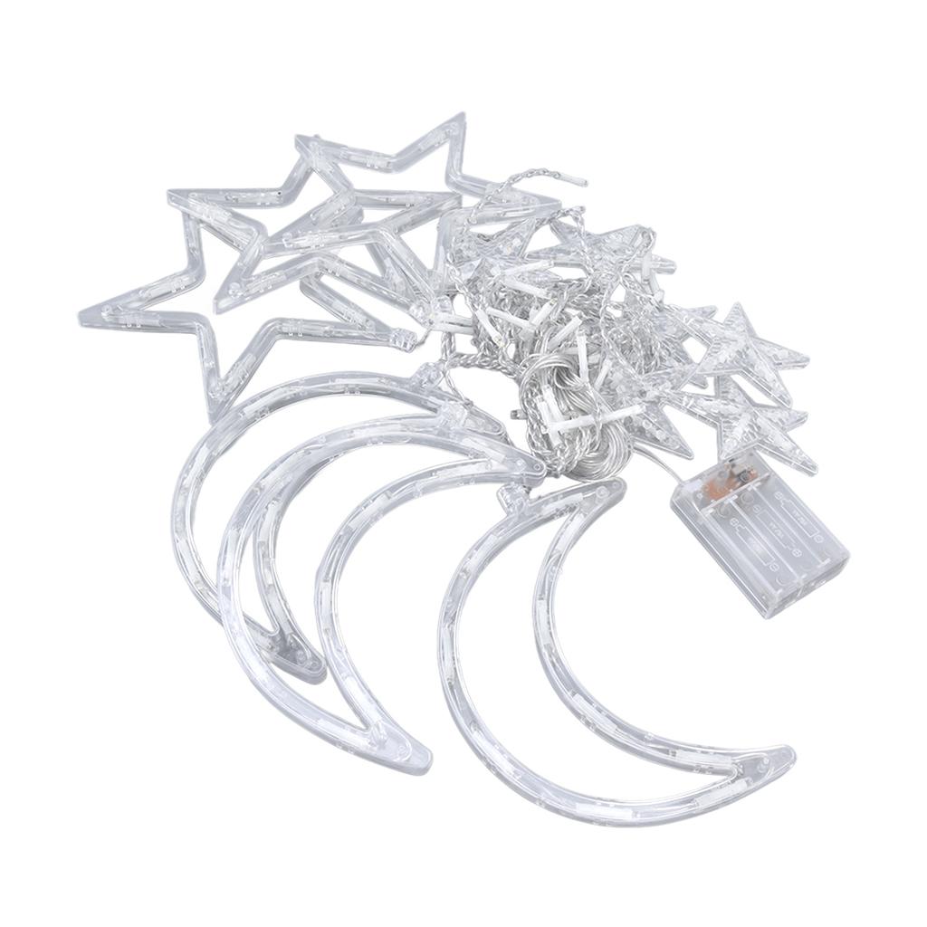 Гирлянда для занавеса «Звезда, Луна» Романтическая атмосфера Питание от батареек 126 светодиодных гирлянд для занавеса «Рамадан»