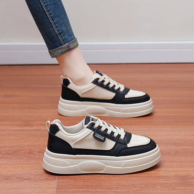 2025 Spring White Shoes New Korean Version Ins Female Students Platform Heightening Sports Board Shoes Casual Street Shooting HY317
