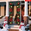 Merry Christmas Porch Sign Flowers Holly Leaves Balls 1 Pair Indoor Outdoor Decor