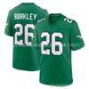 Mens Short Sleeve Football Jersey Eagles 26 Saquon Barkley Retro Green White Black All Embroidery