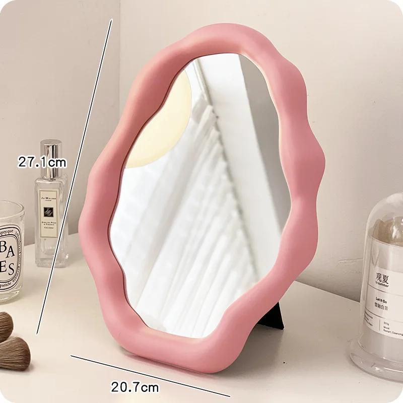 Cloud Shape Makeup Mirror Irregular Cosmetic Desk Mirror with Bracket Vanity Decor Student Dormitory Bedroom Desktop Mirrors