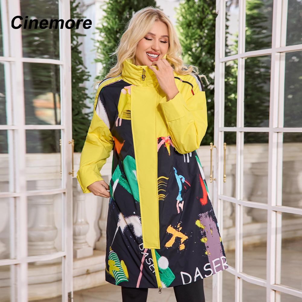 Cinemore Осенний плащ для женщин, длинная ветровка, куртка с двубортным лацканом и поясом, классическая повседневная женская TMD-327PV