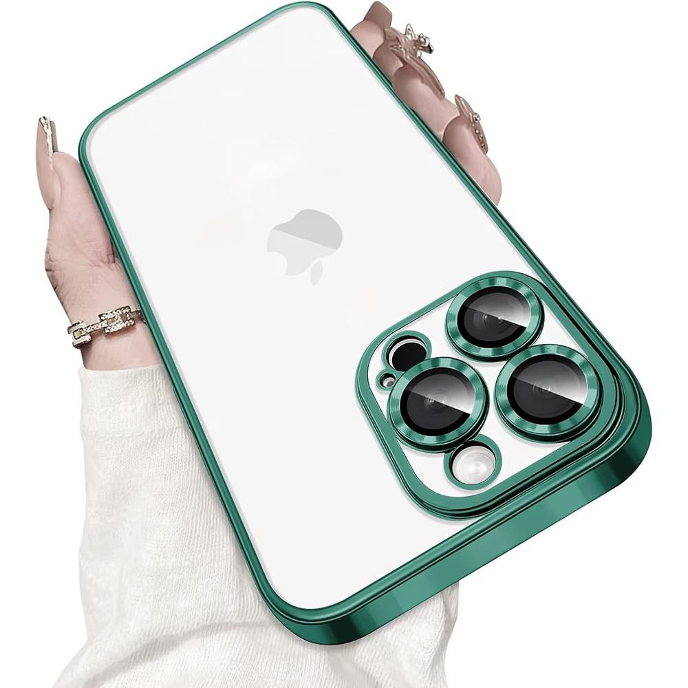Роскошный прозрачный мягкий чехол с блестящим покрытием для iPhone 17 Air 16 15 14 13 Pro Max 16E Прозрачная силиконовая накладка Ультратонкий ТПУ чехол