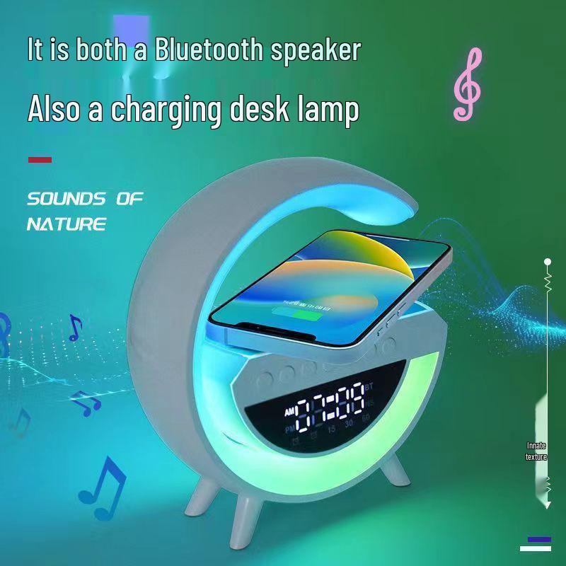 Многофункциональная портативная Bluetooth-колонка: Беспроводная зарядка, Освещение окружающей среды, Будильник, Слот для карт