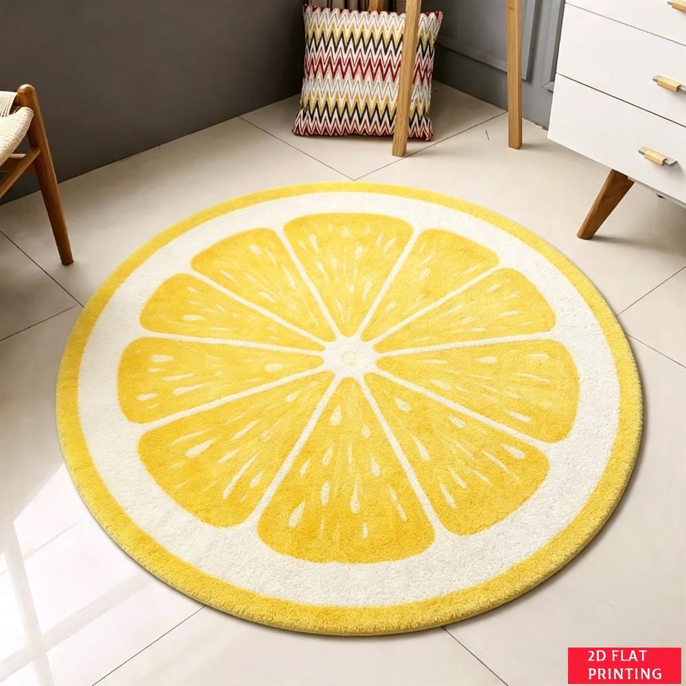 Kiwi Fruit Slice Green Seed Brown Edge Round Rug For Kitchen Or Dining Area Featuring Fresh Tropical