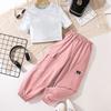 Girls Summer Suit 2025 Children Clothes Gold-stitched Knitted Short Sleeve Tshirt + Cargo Trousers Casual Sports Set