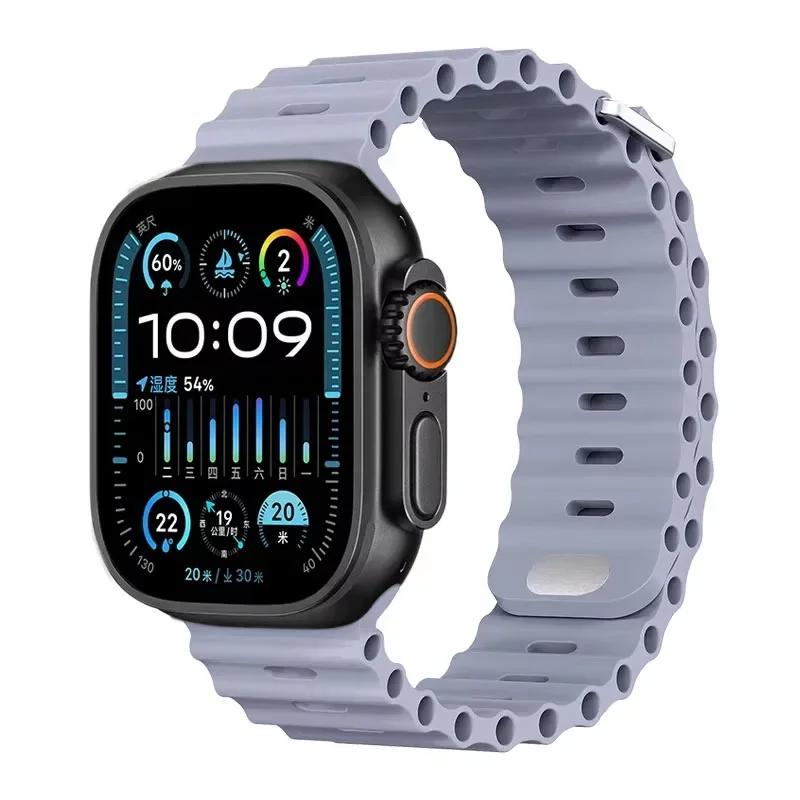 Силиконовый ремешок Ocean для Apple Watch Ultra 3/2 49 мм Серии 11/10 46 мм 42 мм 9 8 7 45 мм 41 мм Ремешок для часов iWatch 6 5 SE 44 40 мм