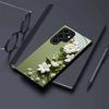 Стеклянный чехол для телефона с узором из белых цветов, подходит для Samsung Galaxy S26 S25 S24 S23 S22 S20 FE/Ultra/Plus, пылезащитный и ударопрочный