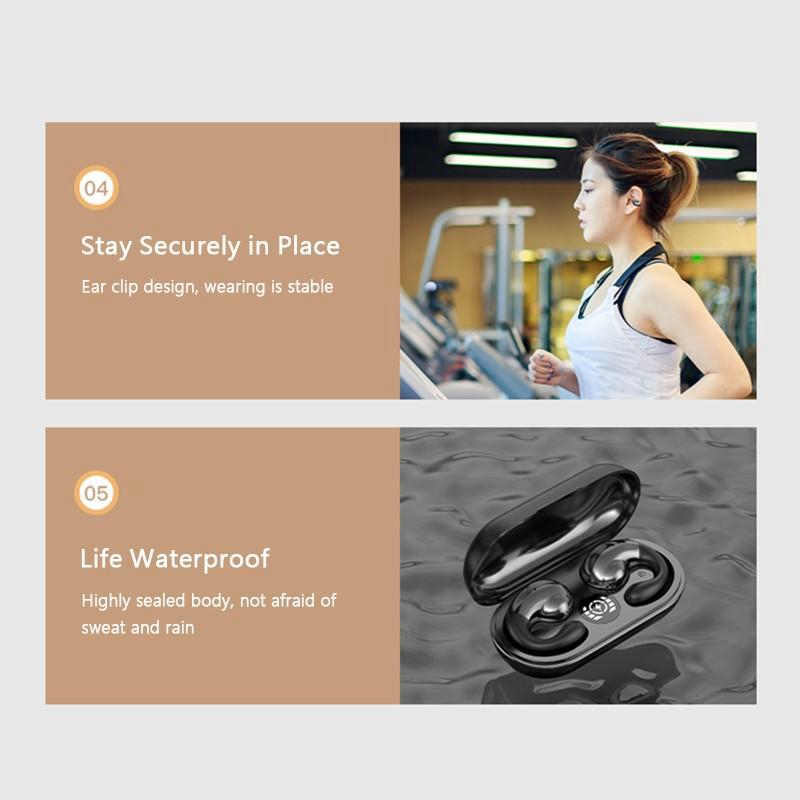 Настоящие беспроводные наушники Bluetooth 5.3 с зажимом для ушей, наушники с шумоподавлением, наушники для бега, спорта, бизнеса, громкой связи, гарнитуры для звонков