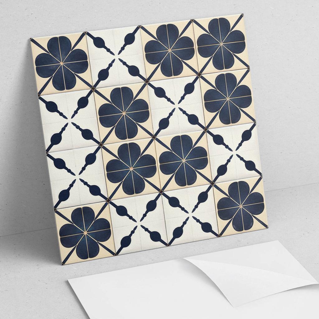 Winylowe Kafelki Samoprzylepne Do Kuchni Wzór Kwiatów Na Tle 20X20X20 Cm