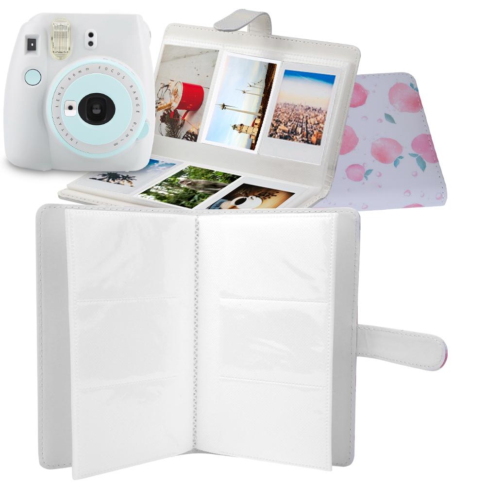 Peach Pattern 3 Inch 96 Pockets PU Leather Instant Photo Album Picture Case for Instax Mini8 9 7s 25 70 90 Camera Photo