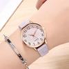 Simple Style Quartz Watch Women's Stainless Frosted Dial Bracelet Watch Ladies Leather Strap Rose Gold Quartz Wristwatch