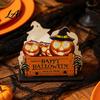 Seasonal Tabletop Ornament Halloween Wooden Napkin Holder Ghost Pumpkin Decorative Tissue Dispenser Kitchen Dining Storage Paper Organizer