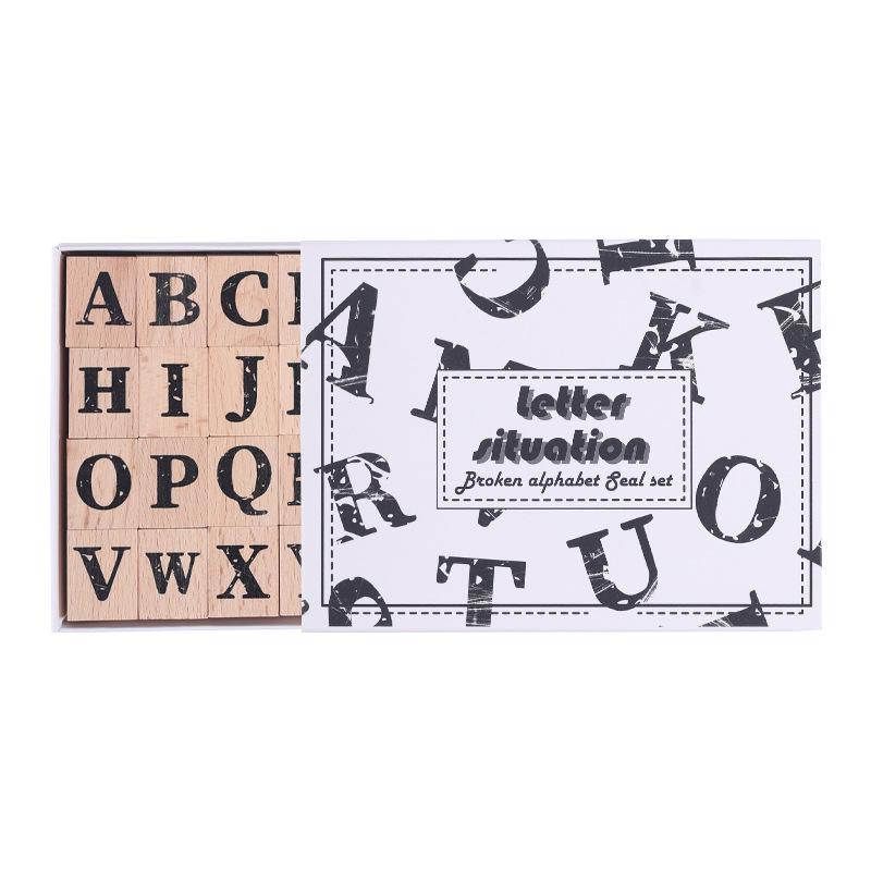 Retro Wooden English Letter Stamp for Handcrafted Decoration and Material Symbol Engraving