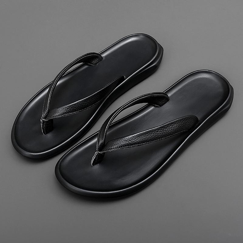 Flats Flip Flop Genuine Leather Men Slippers Summer Top Brand 2024 New Fashion Man Designer Beach Flip-flops Light Comfortable