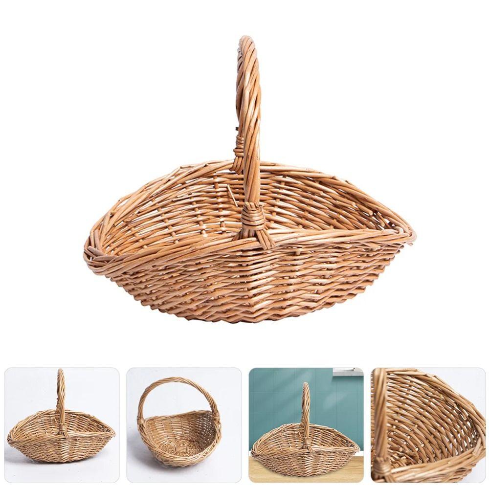 Willow Rattan Picnic Supply Hamper Wear-resistant Flower Basket Vegetable Storage Basket Picnic