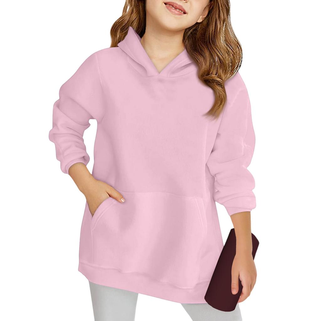 Зимние однотонные толстовки с капюшоном и длинными рукавами для мальчиков и девочек