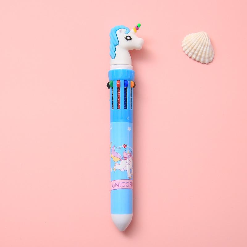 10 цветов шариковая ручка милый единорог мультфильм динозавр цвет выдвижная ручка многоцветная в 1