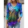 3D Printing Women's T Shirt Tee Floral Print Casual Holiday Fashion Long Sleeve V Neck Navy Blue Spring Fall