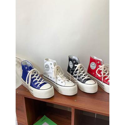 Холщовые туфли на толстой подошве, увеличивающие рост, женские студенческие туфли-маффины 609