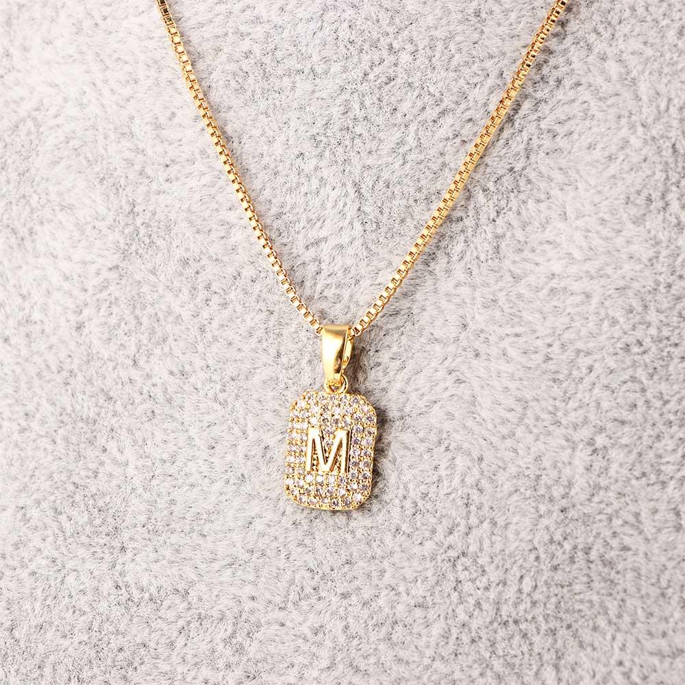 Crystal Pendant Girls Women Fashion Jewelry Zircon Clavicle Chain Titanium Steel M Letter Necklace