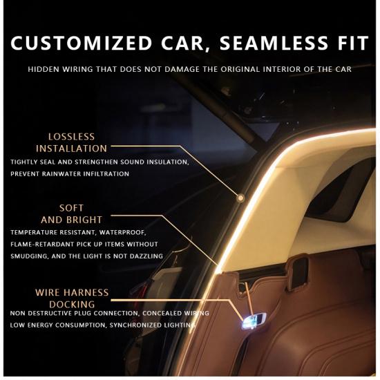 FOR TESLA MODEL S Rear Trunk Light LED Surround Light Silicone Light Modification Light Yellow White Car Accessories Neon Lights 4